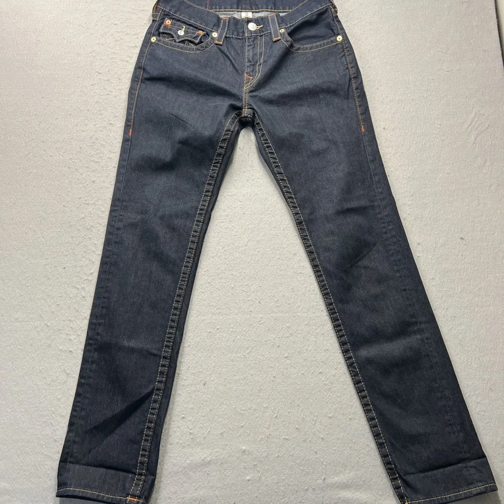 True Religion Jeans Mens 32x34 Dark Blue Section Skinny Stretch Denim World Tour